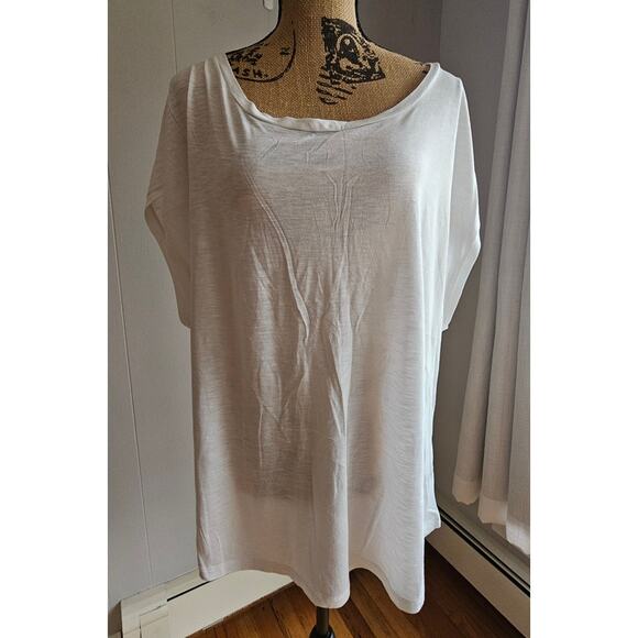 Garnet Hill White T Shirt, Pima Cotton/Modal Womens Sz L NEW - Picture 2 of 12